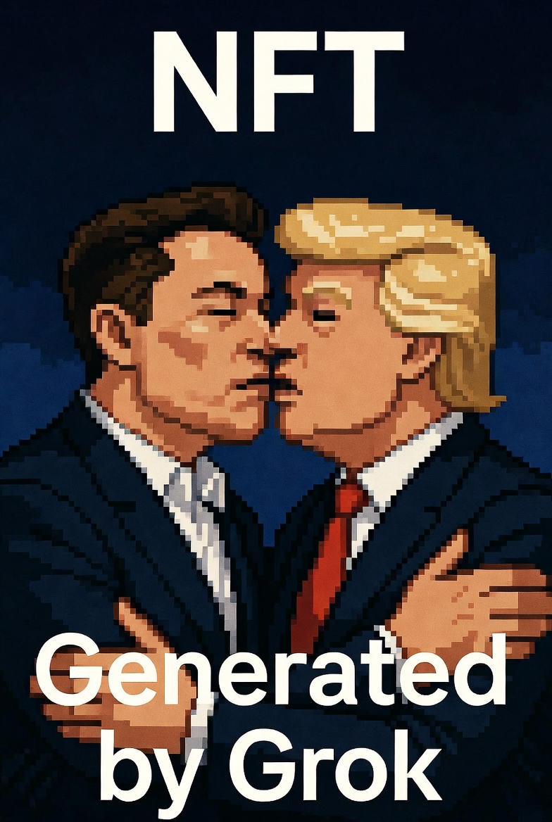 Stylized parody NFT artwork Genesis Grok Musk