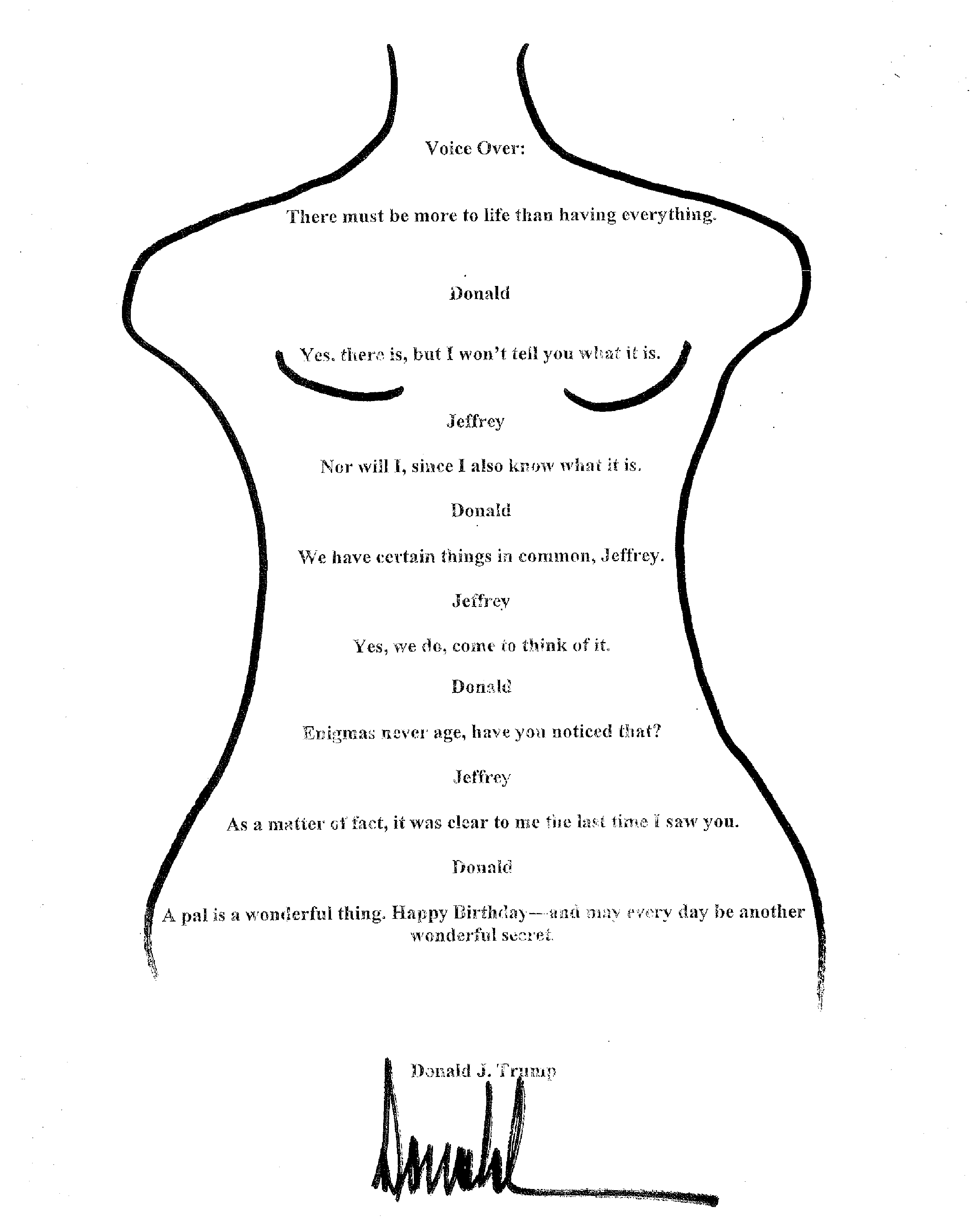 2003 Birthday Letter from Donald Trump to Jeffrey Epstein